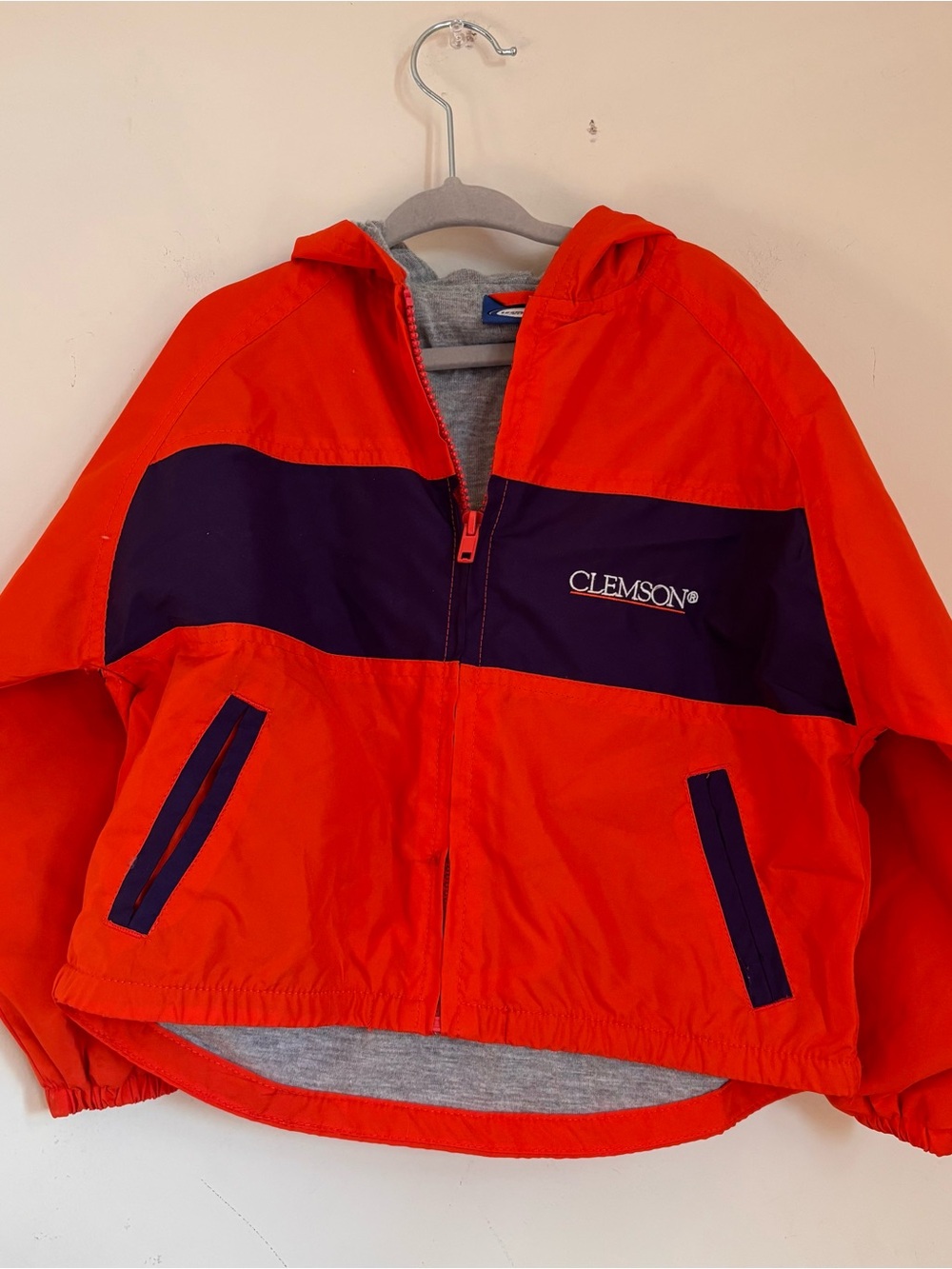 Kids Clemson University orange windbreaker jacket- Unisex